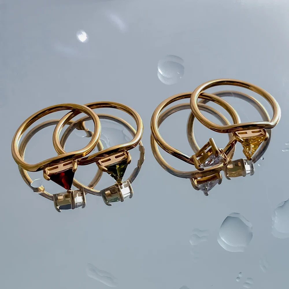 Gold-Plated Ring with Triangular November Birthstone