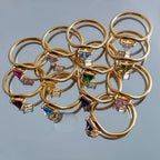 Gold-Plated Ring with Triangular Birthstone 
