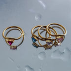 Gold-Plated Ring with Triangular Birthstone
