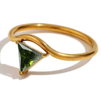 Gold-Plated Ring with Triangular August Birthstone