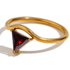 Gold-Plated Ring with Triangular January Birthstone