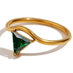 Gold-Plated Ring with Triangular May Birthstone
