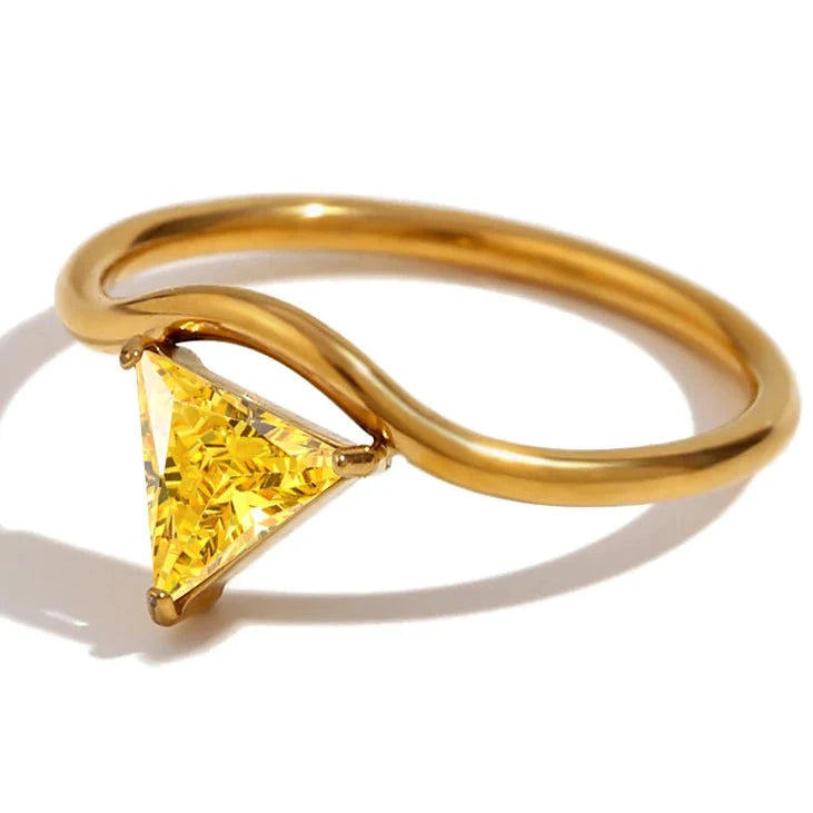 Gold-Plated Ring with Triangular November Birthstone