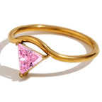Gold-Plated Ring with Triangular October Birthstone