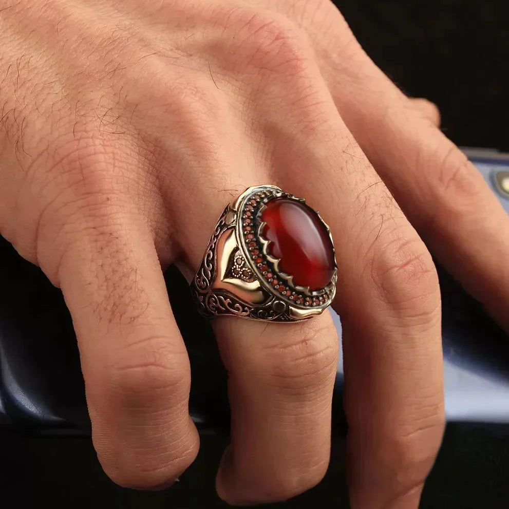 Wide ring for Arab Muslim men in red
