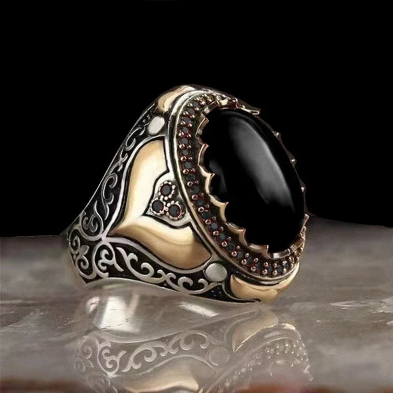 Wide ring for Arab Muslim men in black