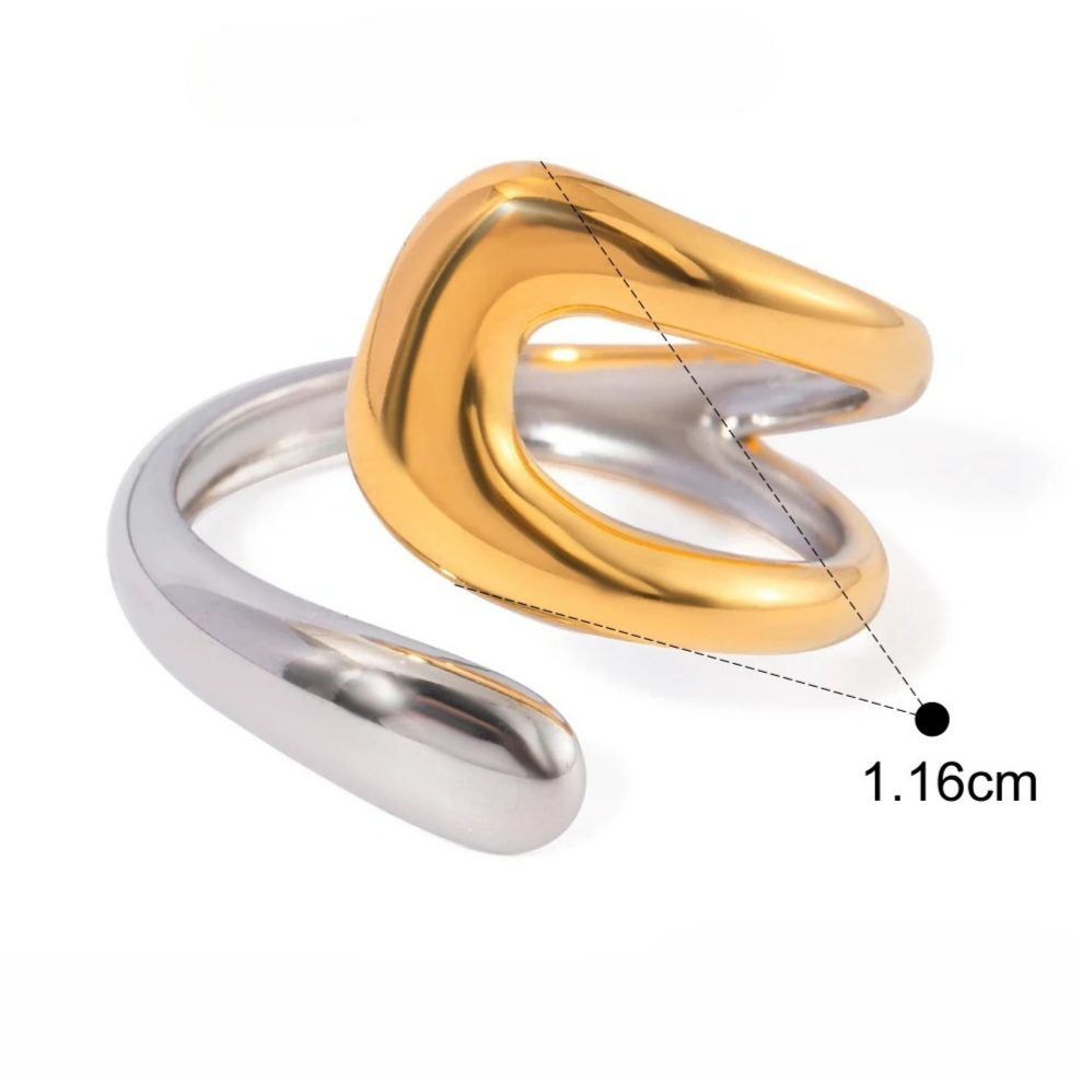 Gold- and Silver-Tone Hollow Water Drop Band Ring