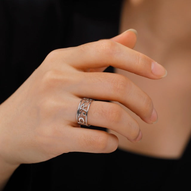 Egyptian Women’s Horus Eye Ring Silver Band