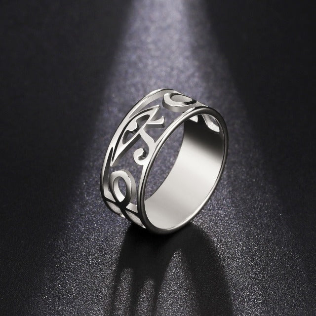 Egyptian Women’s Horus Eye Ring Silver Band