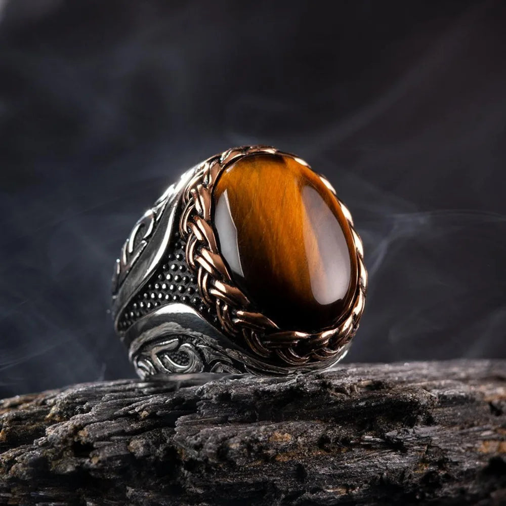 Tiger's Eye Stone Ring for Men or Women