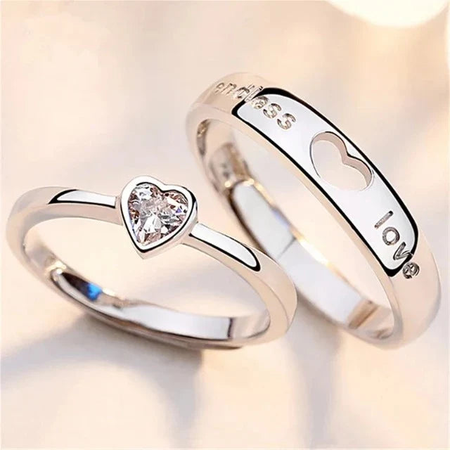 Endless Love Silver and Diamond Rings (Set of 2)