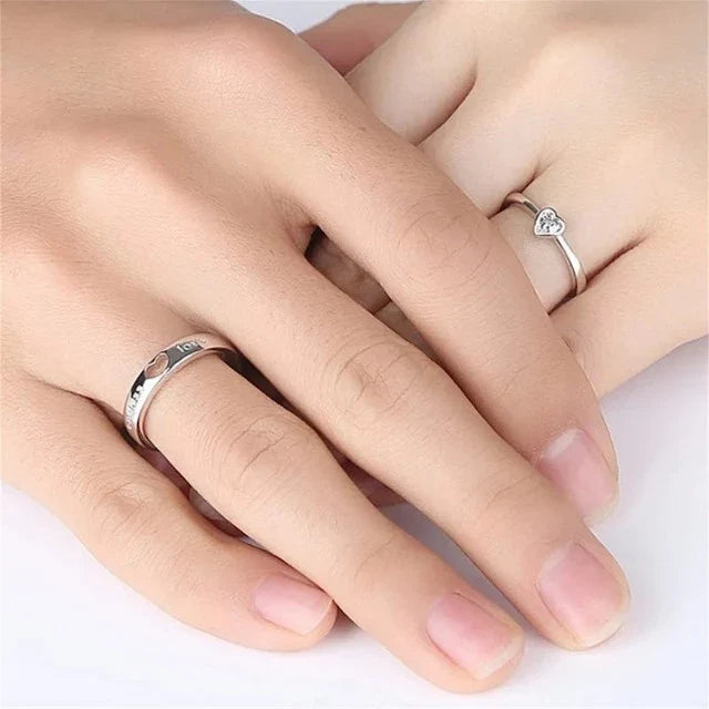 Endless Love Silver and Diamond Rings (Set of 2)