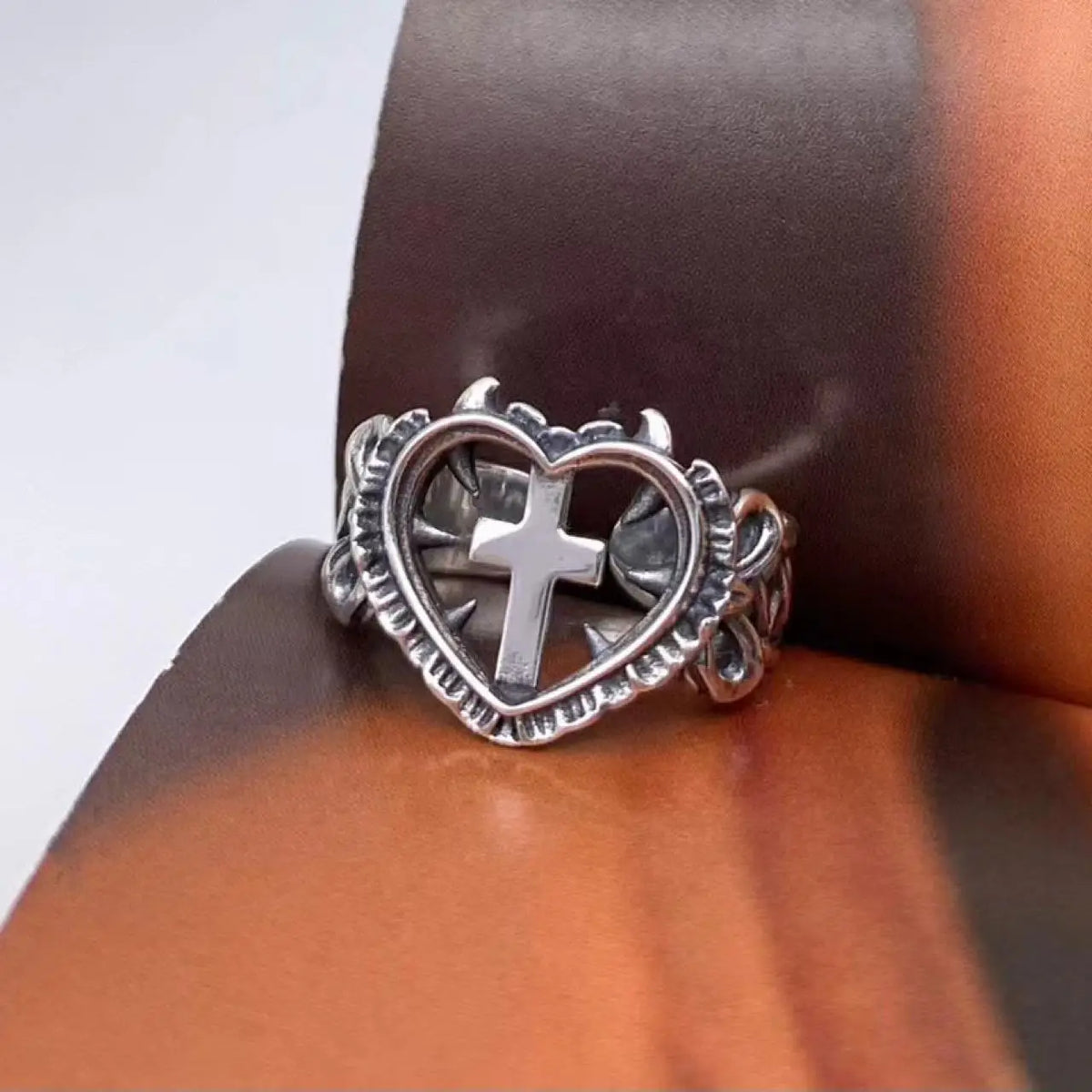 Women's Christian Cross Silver Ring