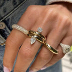 Thin Water Drop Ring with Zircon Pearl 1