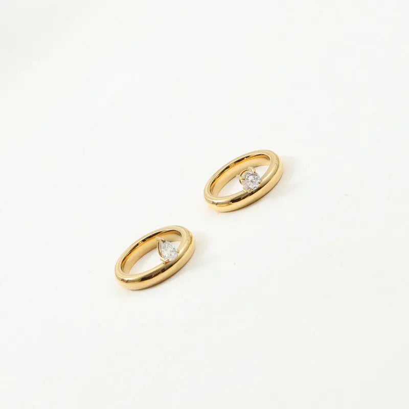 Thin Water Drop Ring with Zircon Pearl 2