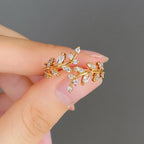 Autumn Zircon Laurel Leaf Ring in Gold