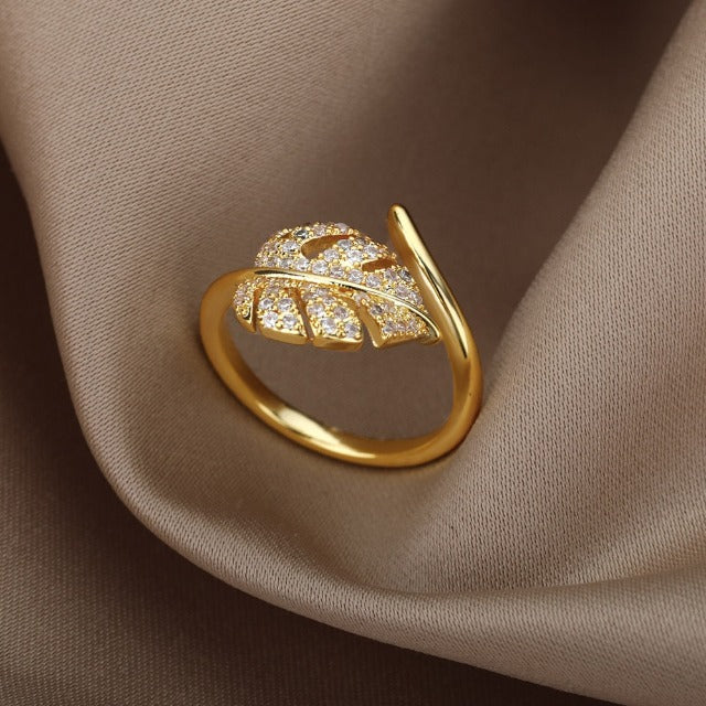 Gold Palm Leaf Ring