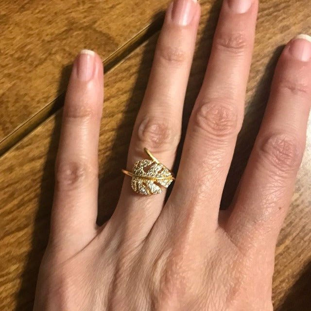 Gold Palm Leaf Ring