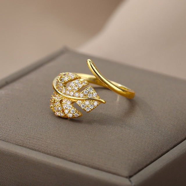 Gold Palm Leaf Ring