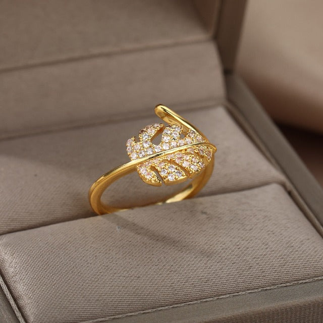Gold Palm Leaf Ring