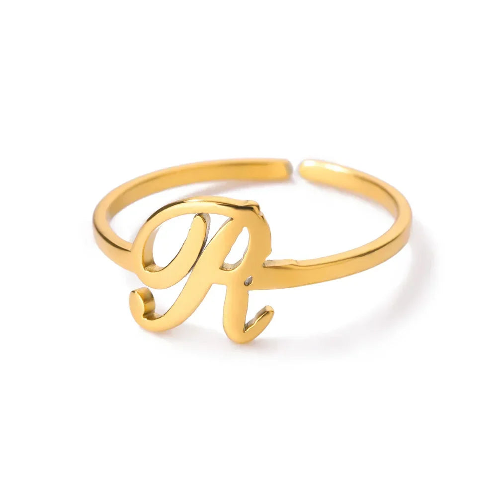 Delicate personalized ring with initial r