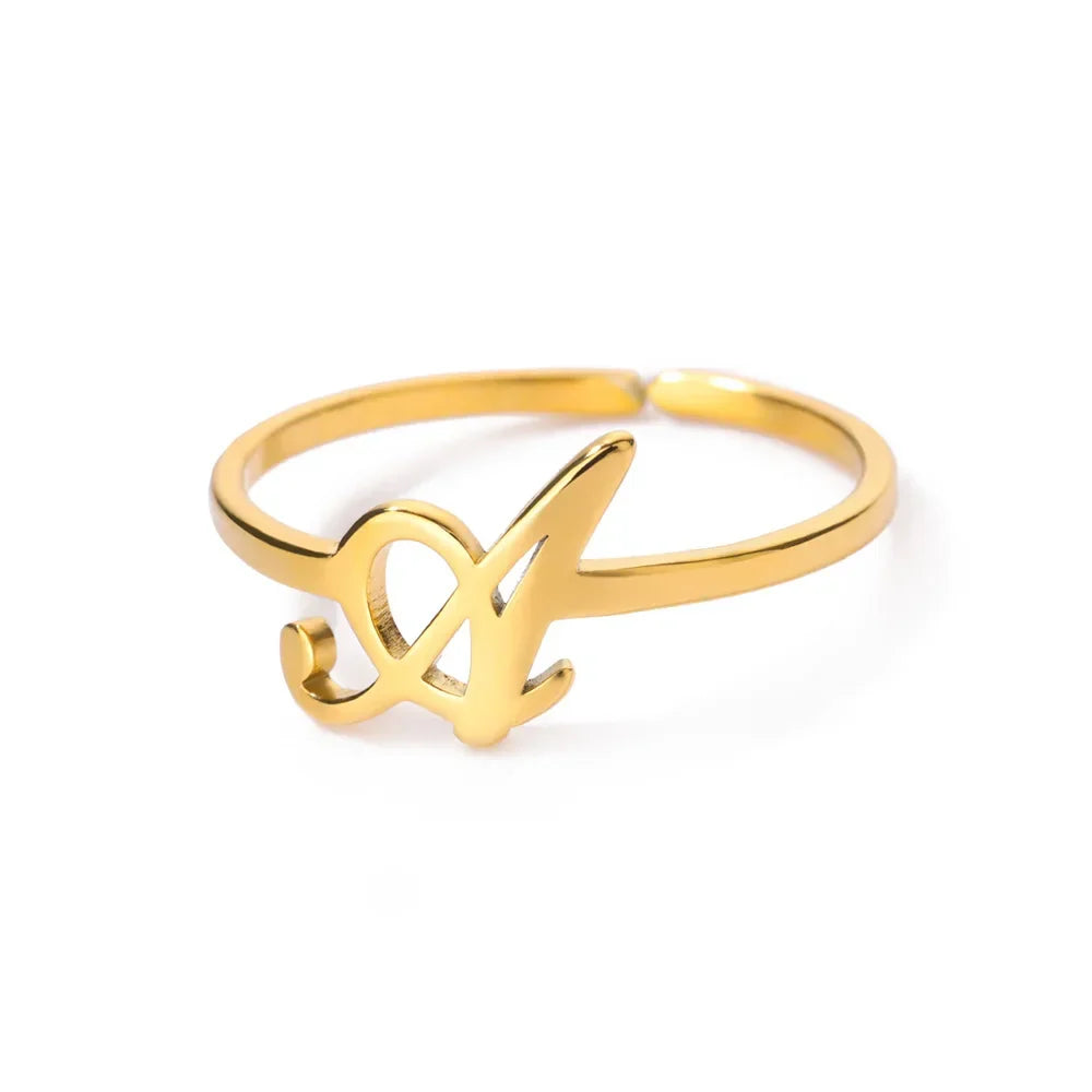 Delicate personalized ring with initial a