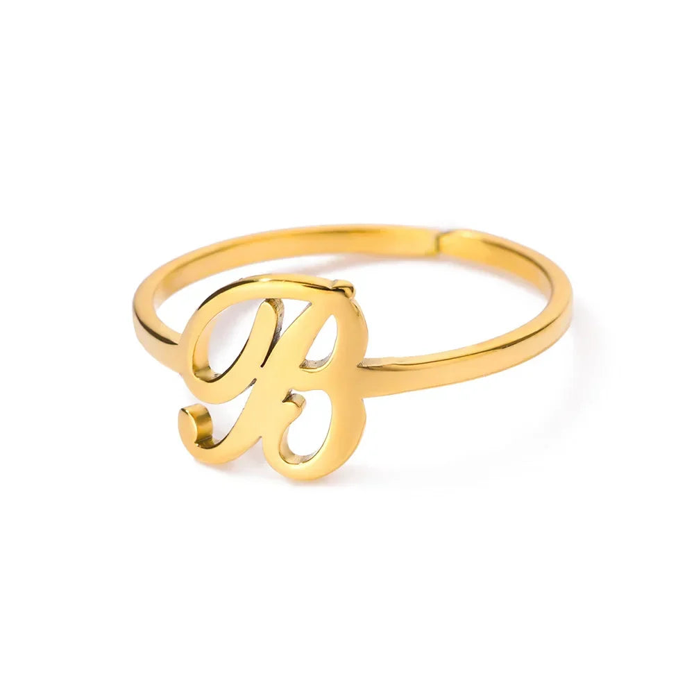 Delicate personalized ring with initial b