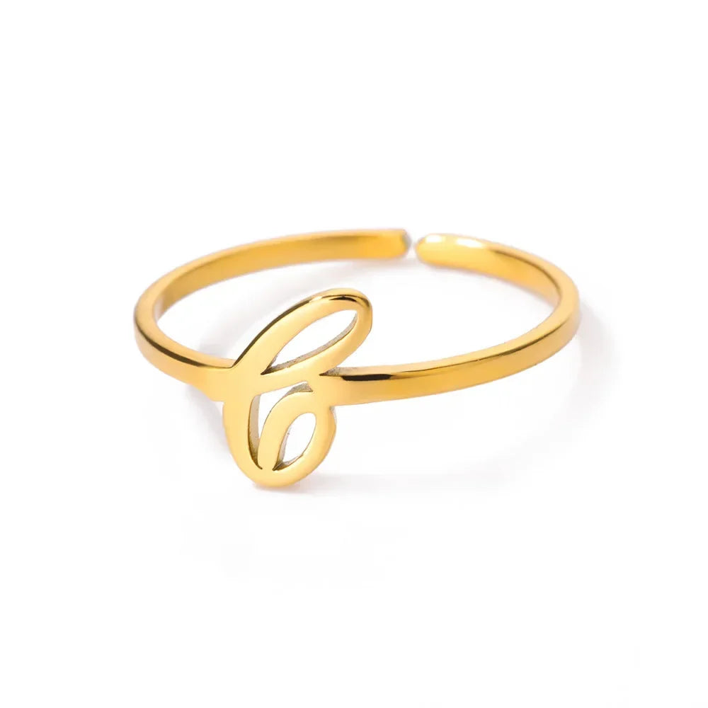 Delicate personalized ring with initial j