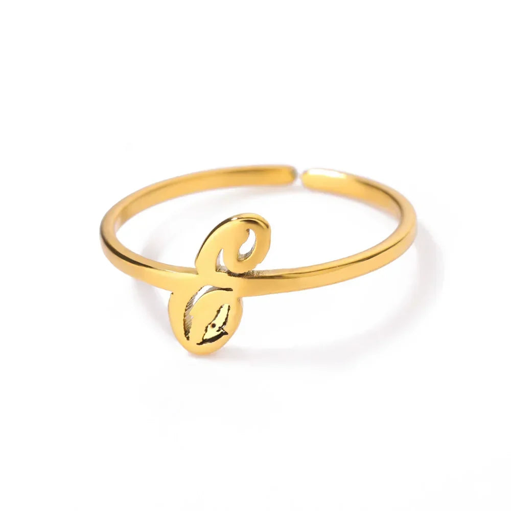 Delicate personalized ring with initial e
