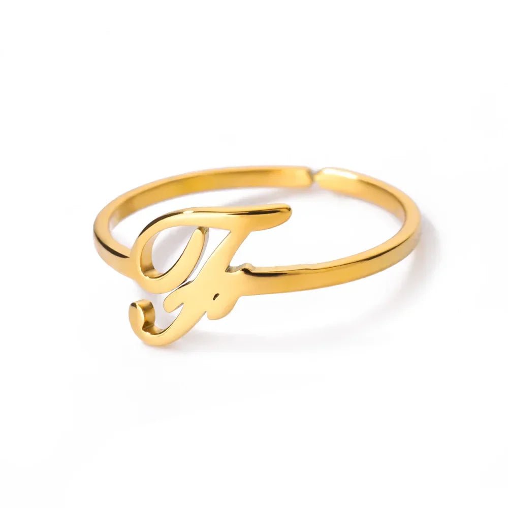 Delicate personalized ring with initial f