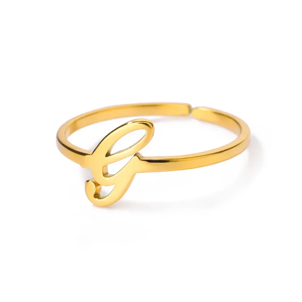 Delicate personalized ring with initial g