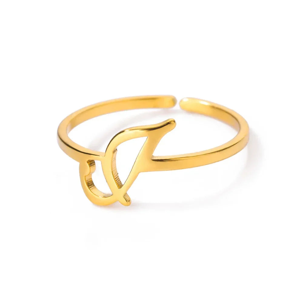 Delicate personalized ring with initial j