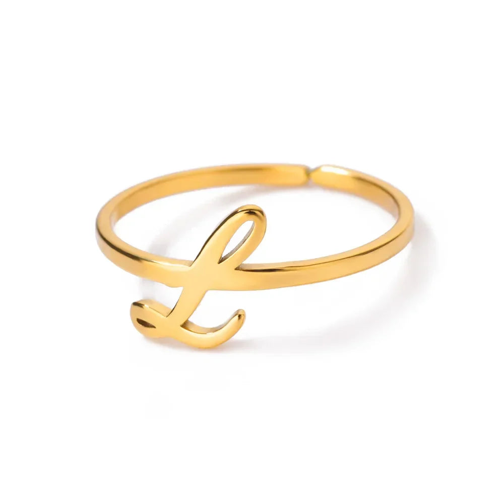 Delicate personalized ring with initial l