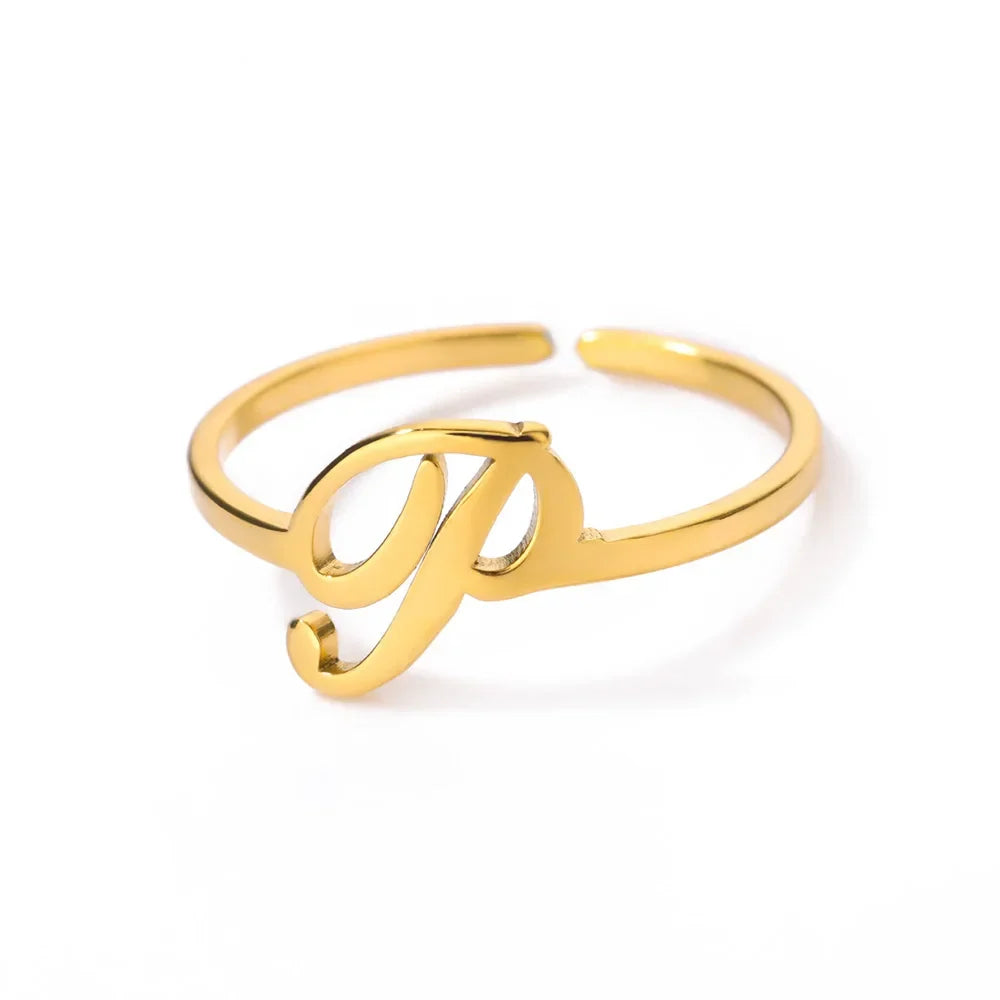 Delicate personalized ring with initial p