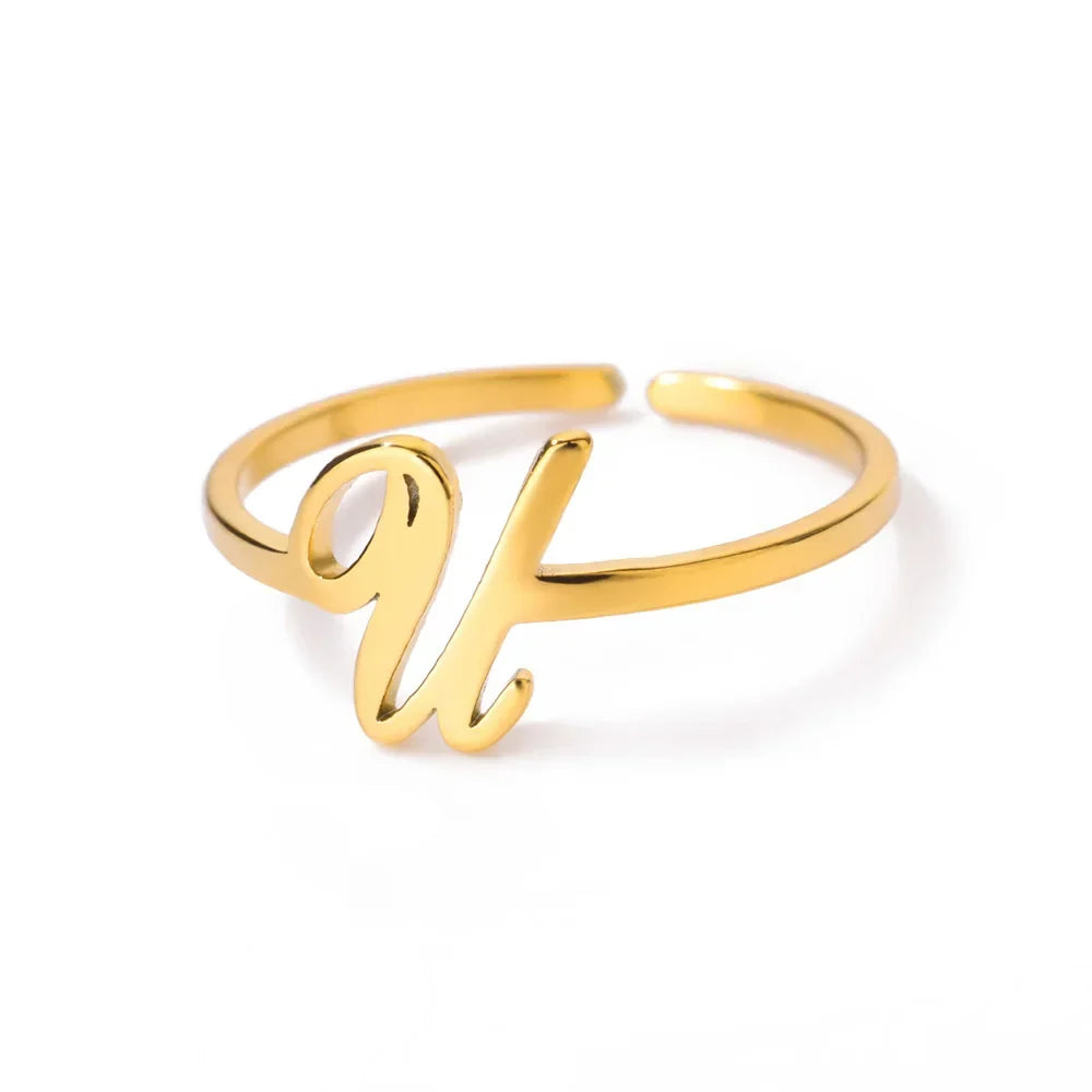 Delicate personalized ring with initial u