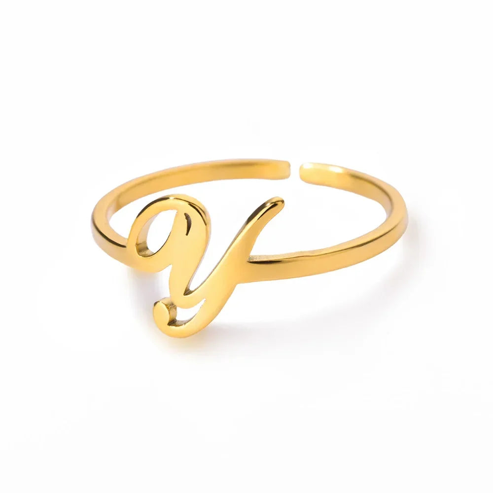 Delicate personalized ring with initial y