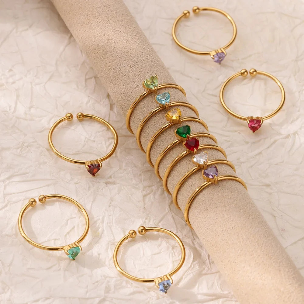 Slim gold-plated ring with November heart-shaped birthstone
