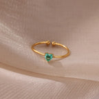 Slim gold-plated ring with heart-shaped birthstone