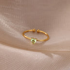 Slim gold-plated ring with heart-shaped birthstone