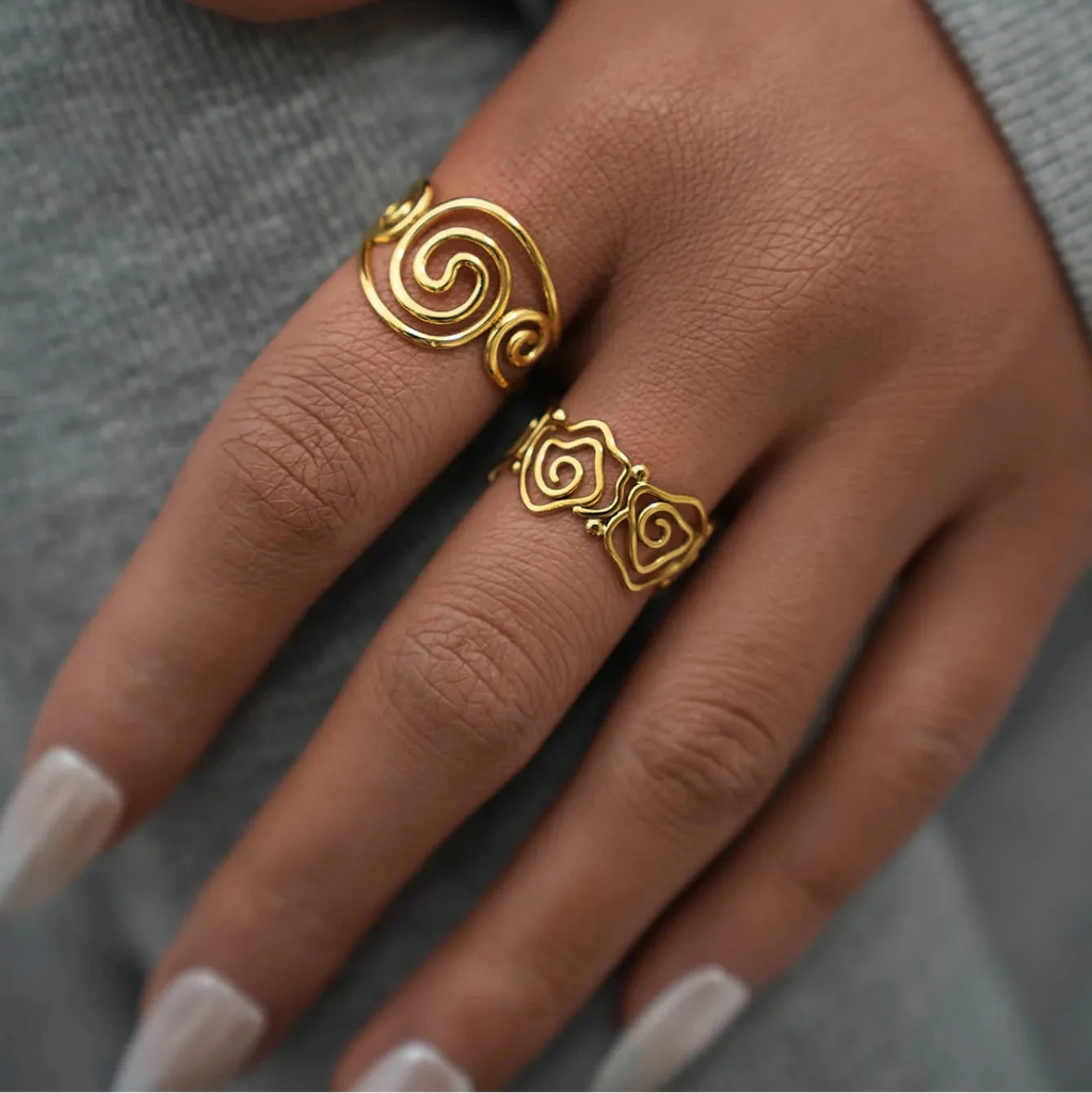 Fine gold-plated spiral ring