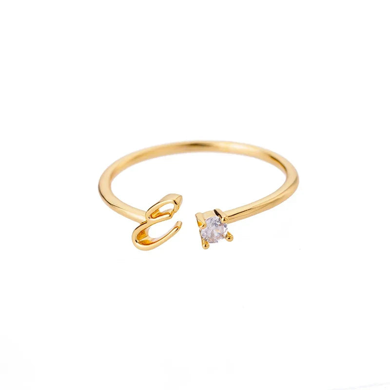 Fine women's ring personalized with initial e