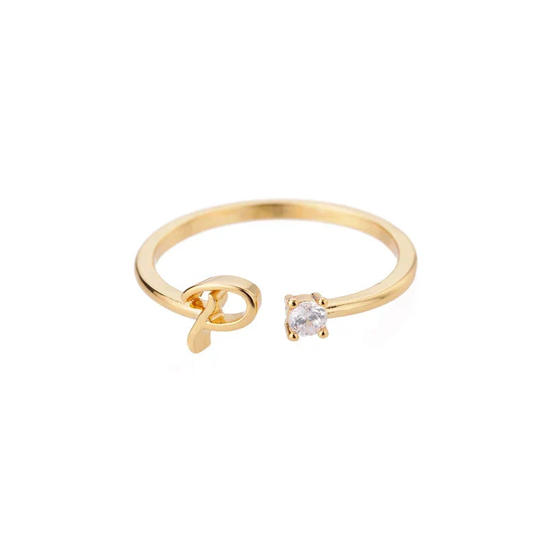 Fine women's ring personalized with initial p