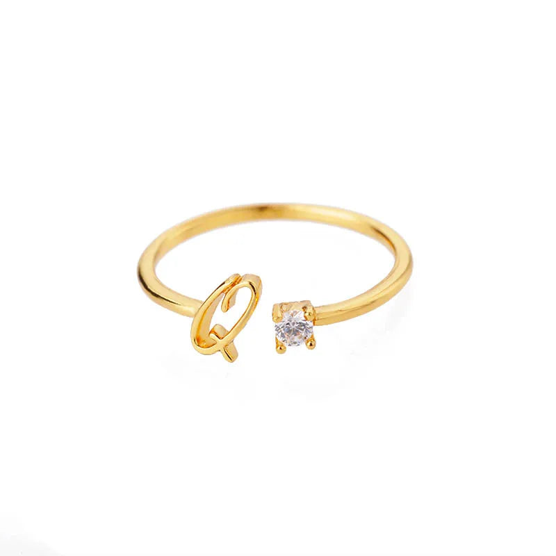Fine women's ring personalized with initial q