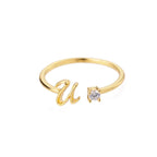 Fine women's ring personalized with initial u