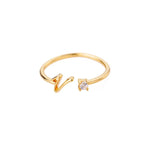 Fine women's ring personalized with initial v