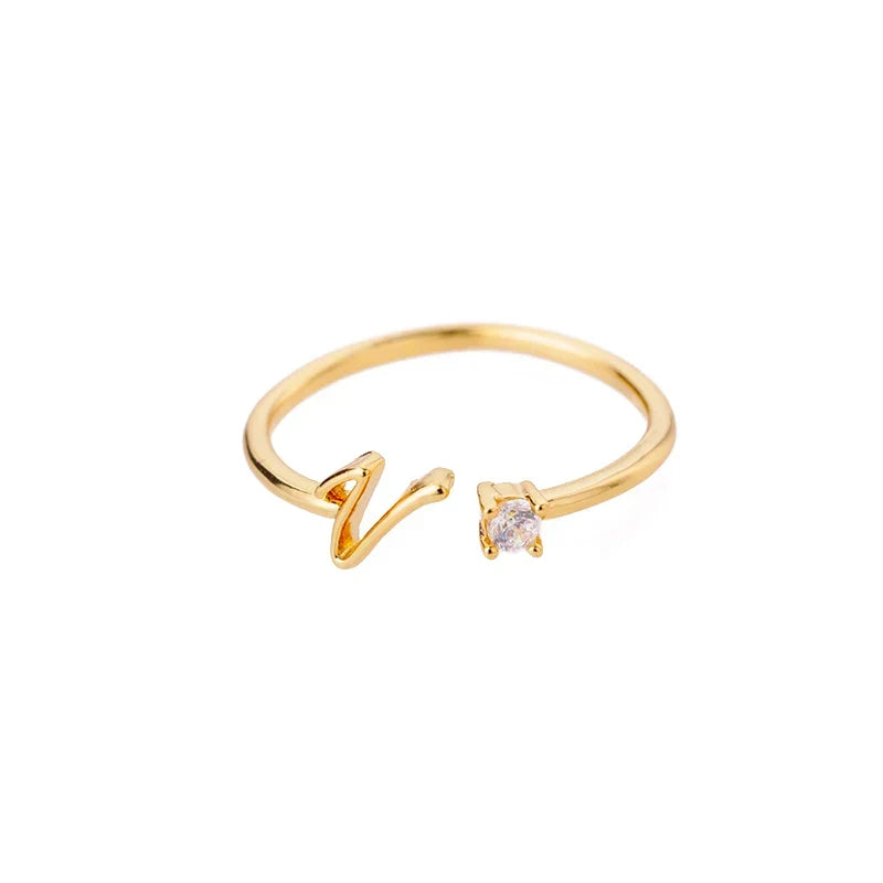 Fine women's ring personalized with initial v