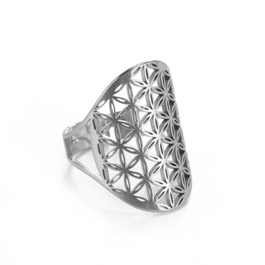 Dawapara Mandala Flower of Life Ring in Silver