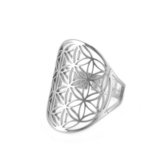 Dawapara Mandala Flower of Life Ring in Silver