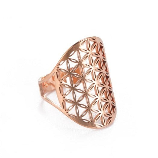 Dawapara Mandala Flower of Life Ring in Rose Gold