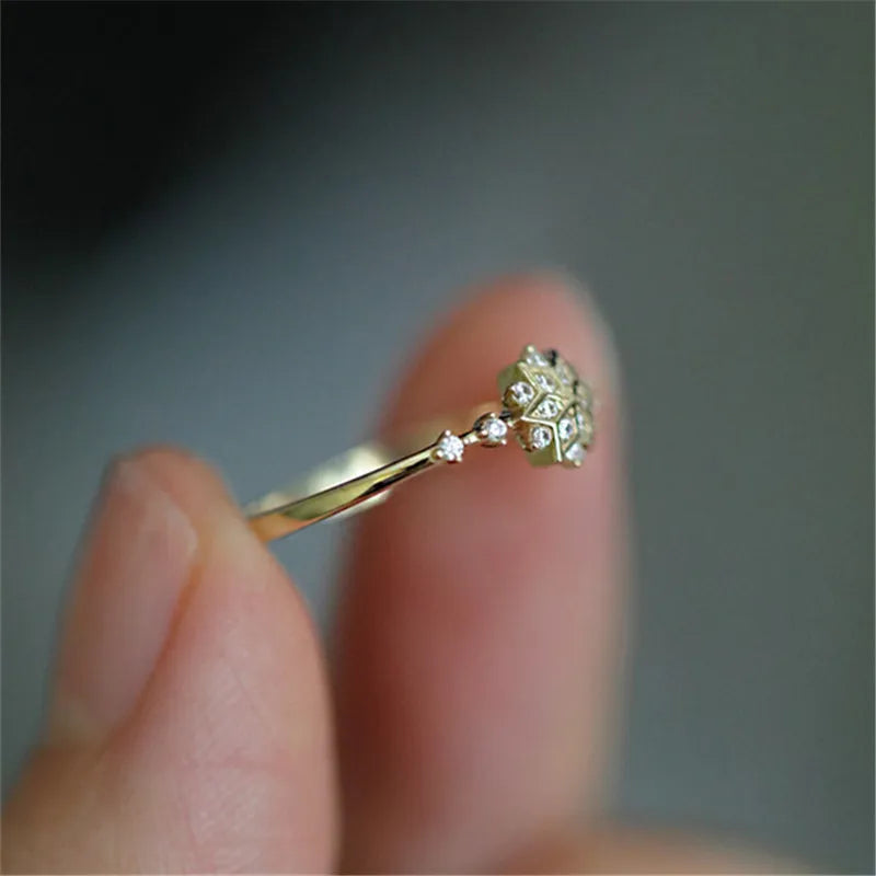 Women's Winter Gold Snowflake Ring